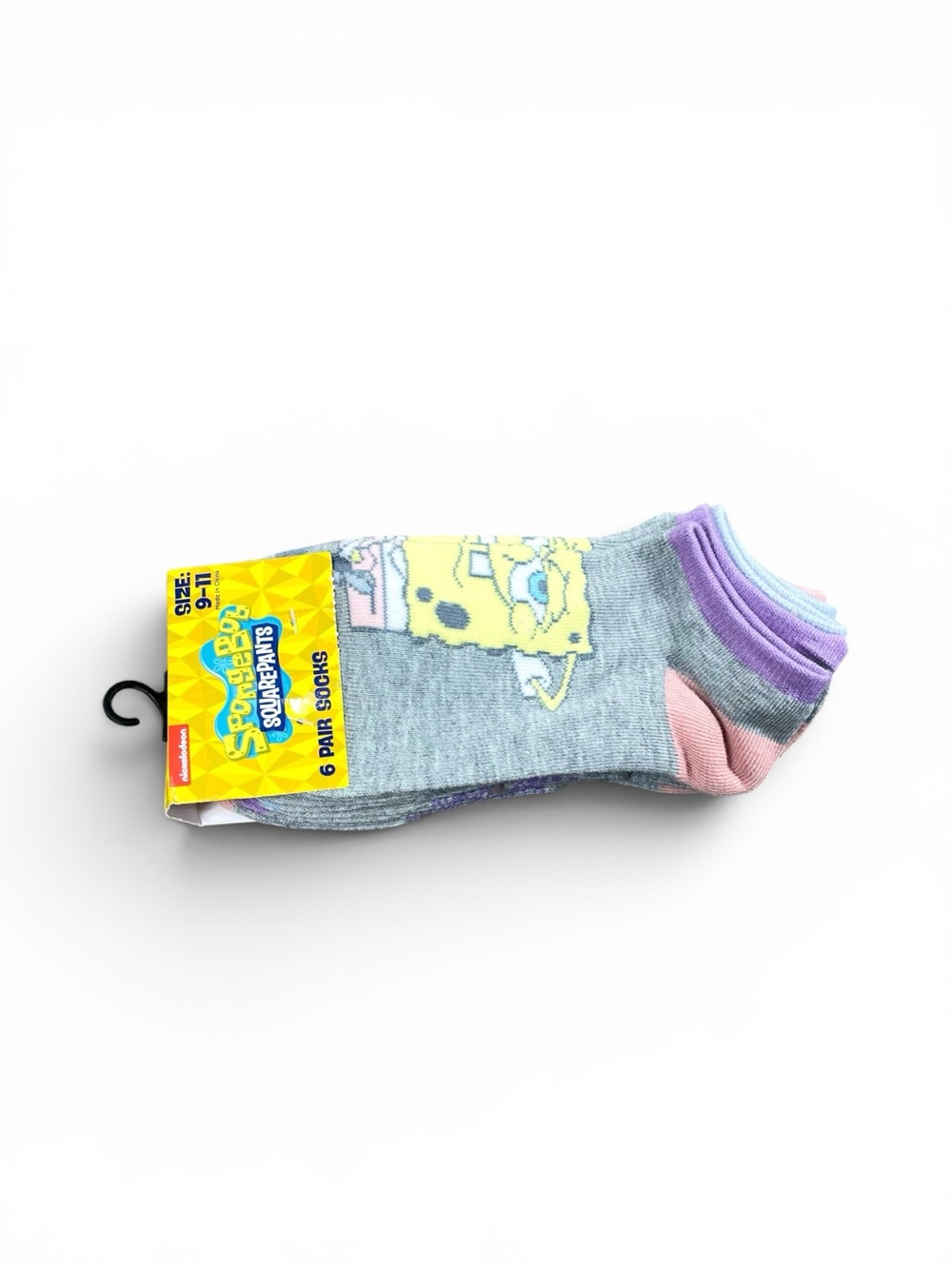 SpongeBob SquarePants Ankle Sock 6-Pack - Gray with Pastel Accents